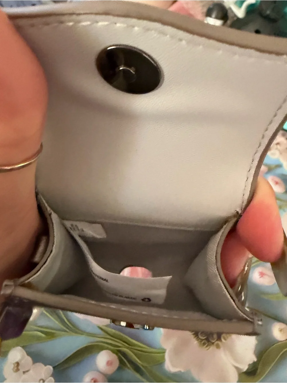 Metallic Gray Women’s Key Pouch with Charm